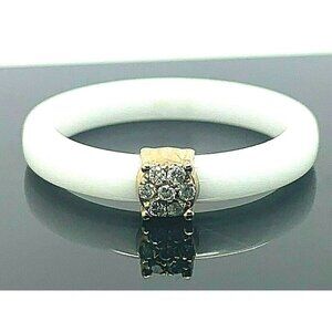 Engagement Promise Ring Diamond Rose Tone Sterling Silver White Ceramic …